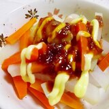 レンジで簡単♪根菜の肉味噌マヨネーズ